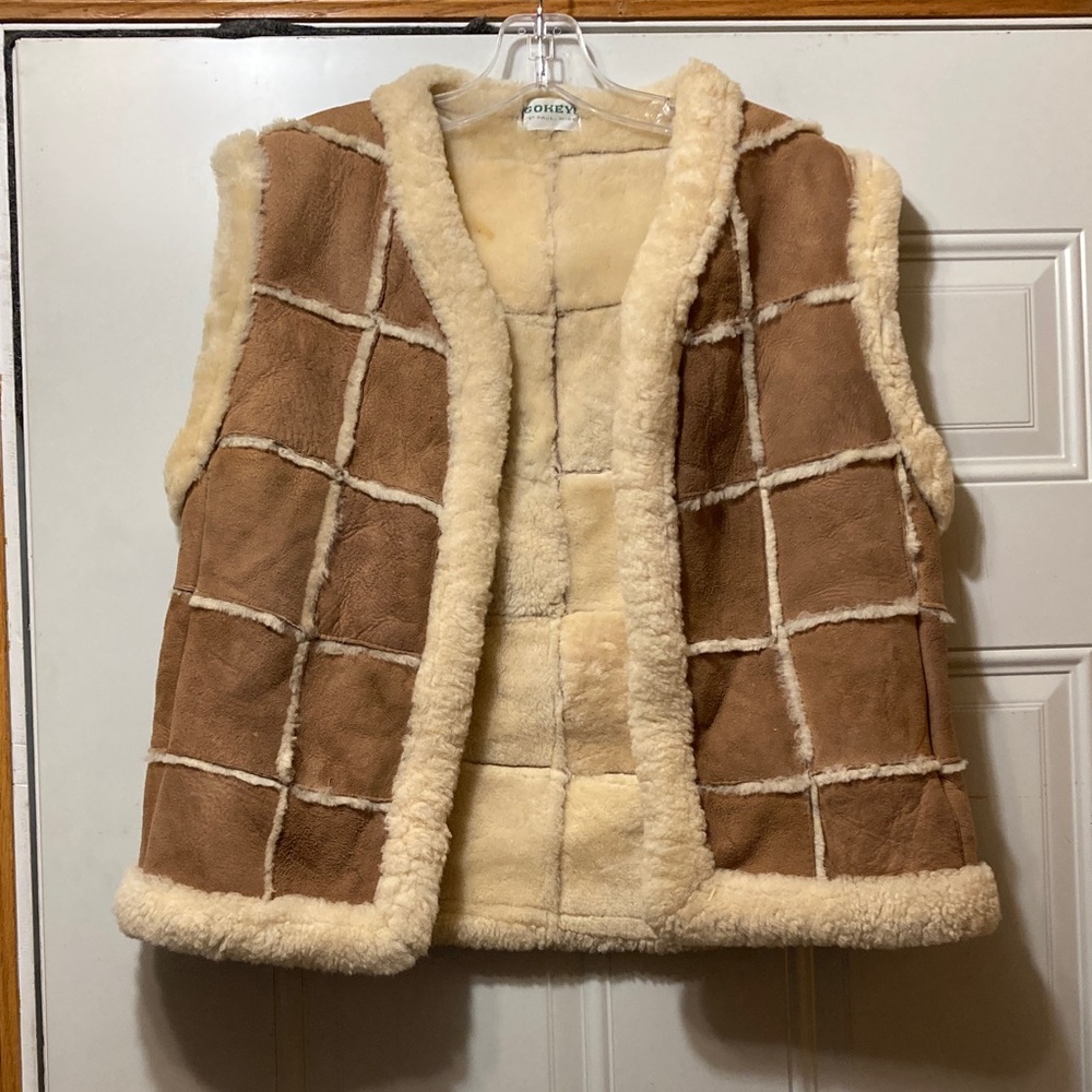 Vintage Gokey’s Suede Vest with Grid‎ Pattern L